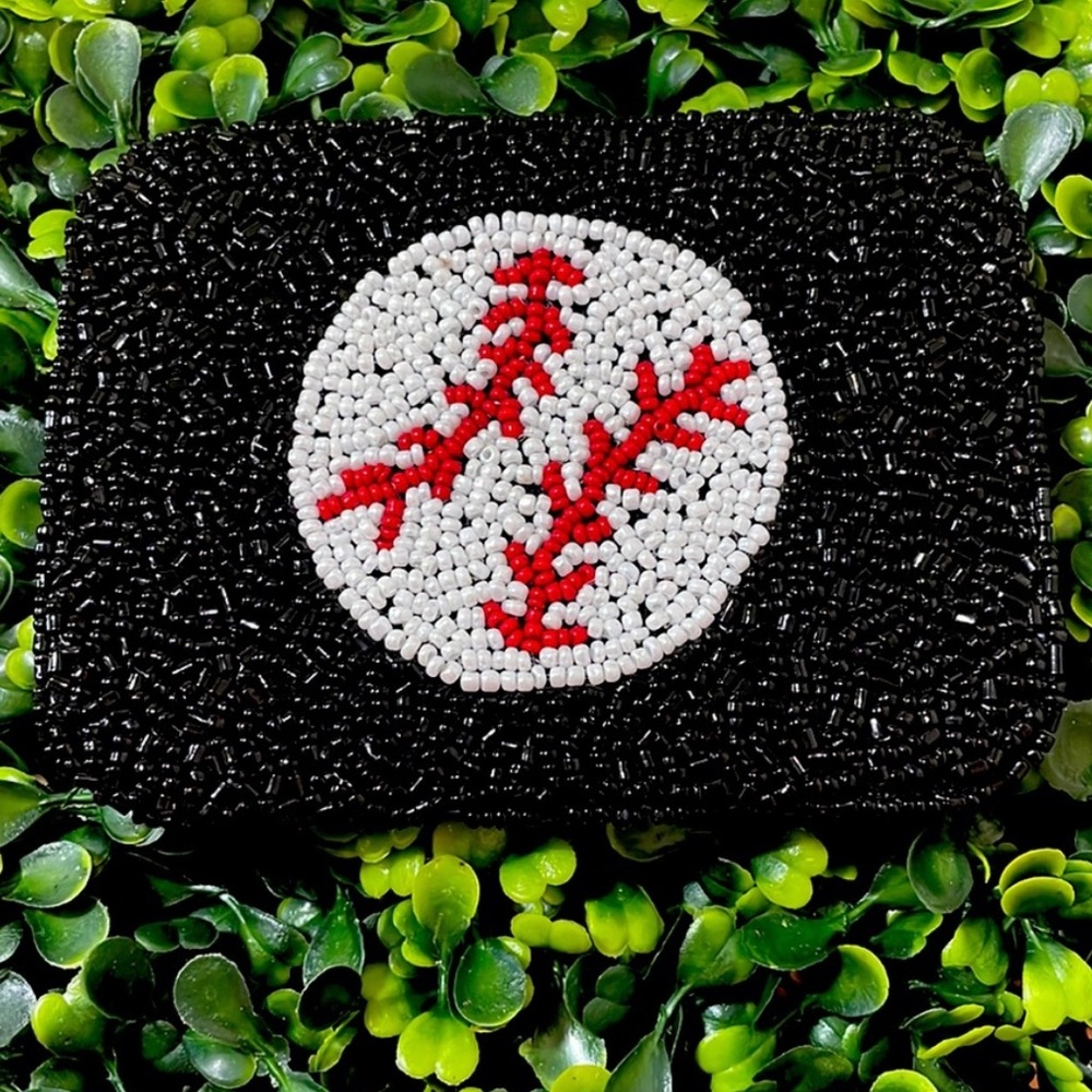 NEW Baseball Beaded Card Holder Game Day Gifts